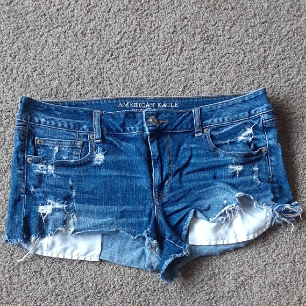 American Eagle Outfitters Distressed Blue Denim Cutoff Shorts